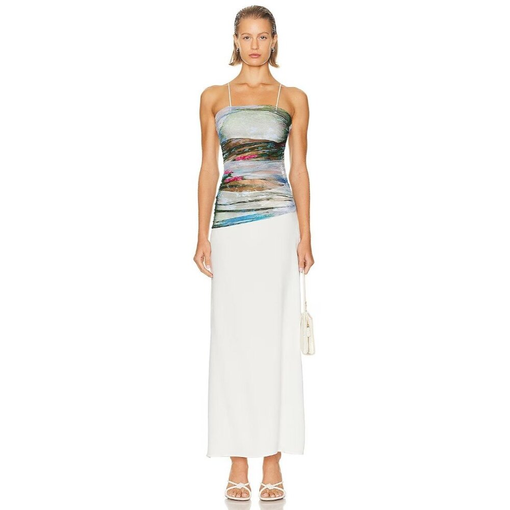 Christopher Esber Lucid Sheer Panel Dress in Lucid Garden Print 6 New Long Gown